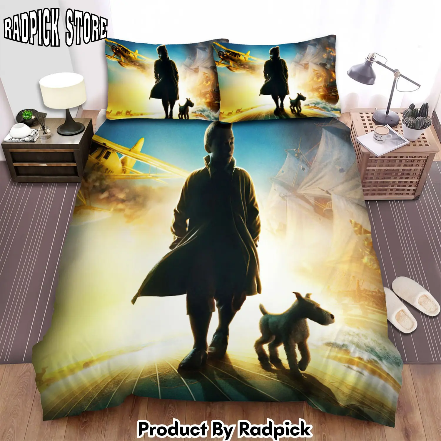 Radpick the adventures of tintin plane ship animation duvet cover bedroom sets comfortable bedding sets rp3271443